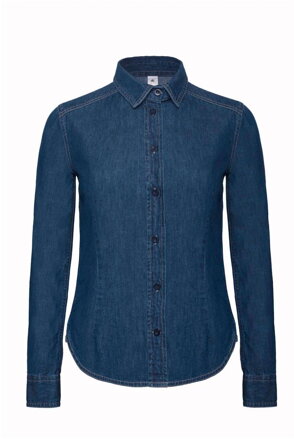 Denim keprová halenka s dlouhým rukávem