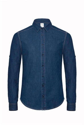 Denim keprová košile s dlouhým rukávem